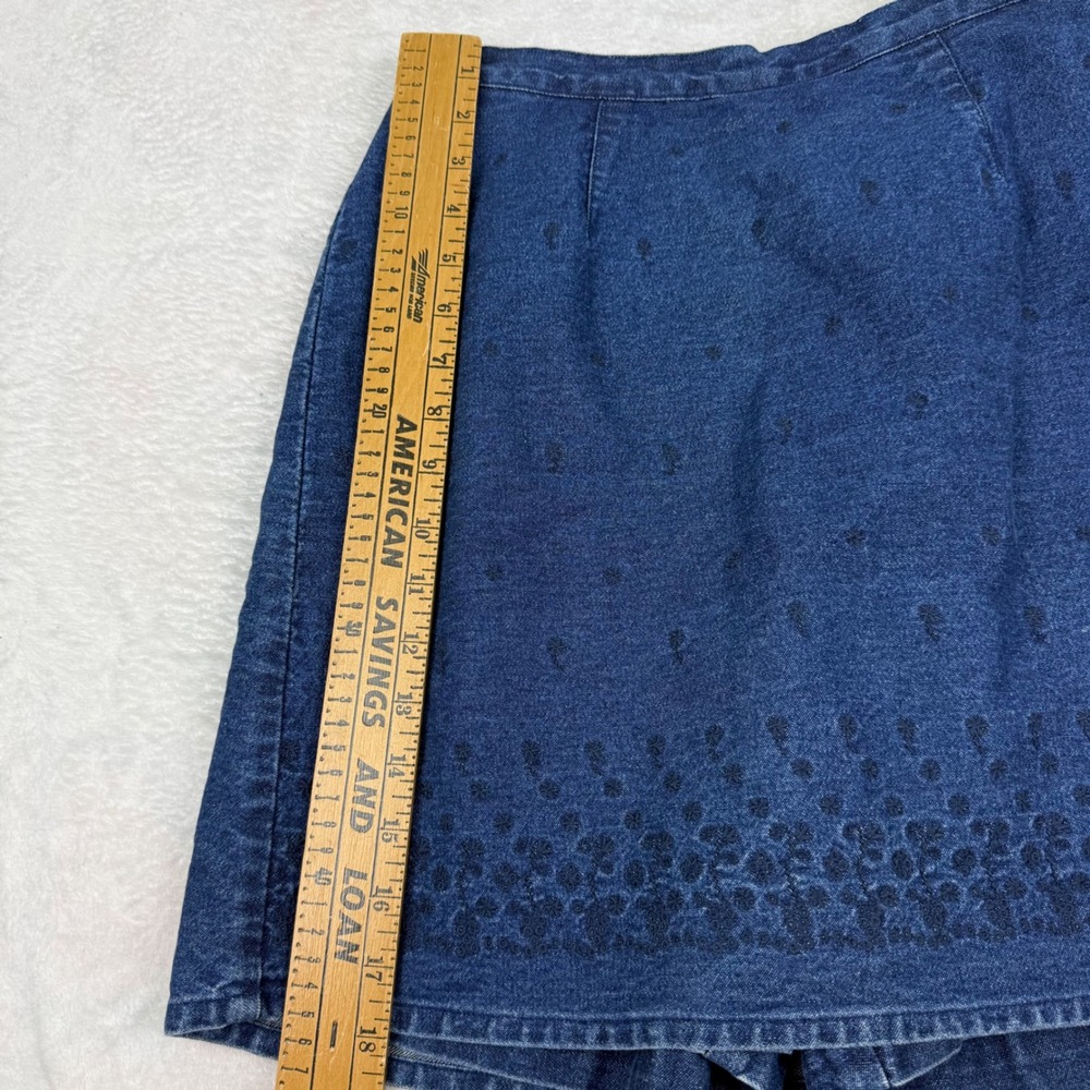 Van Heusen‎ Womens Blue Denim Printed Skort Side Zip Cotton Size 10 - Picture 8 of 10